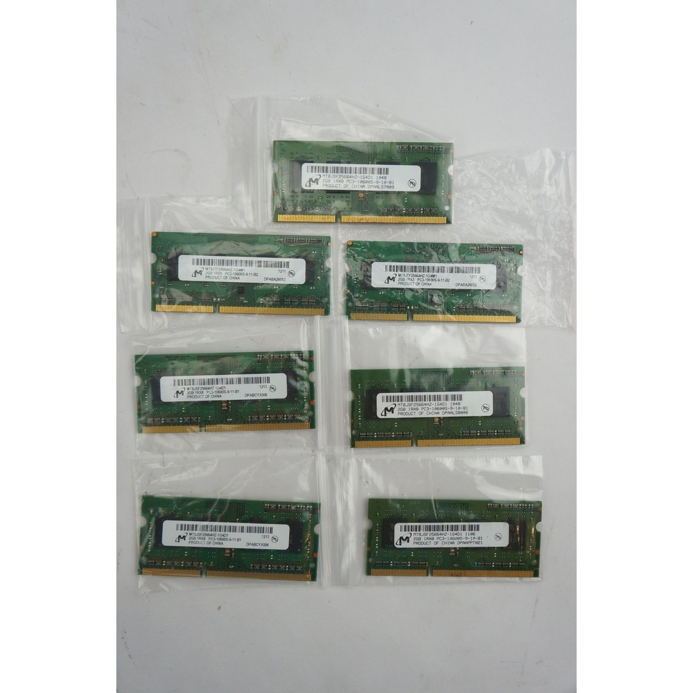 Micron 2GB RAM Laptop Memory 7-Pack Green PC3-10600S DDR3 1333MHz Used
